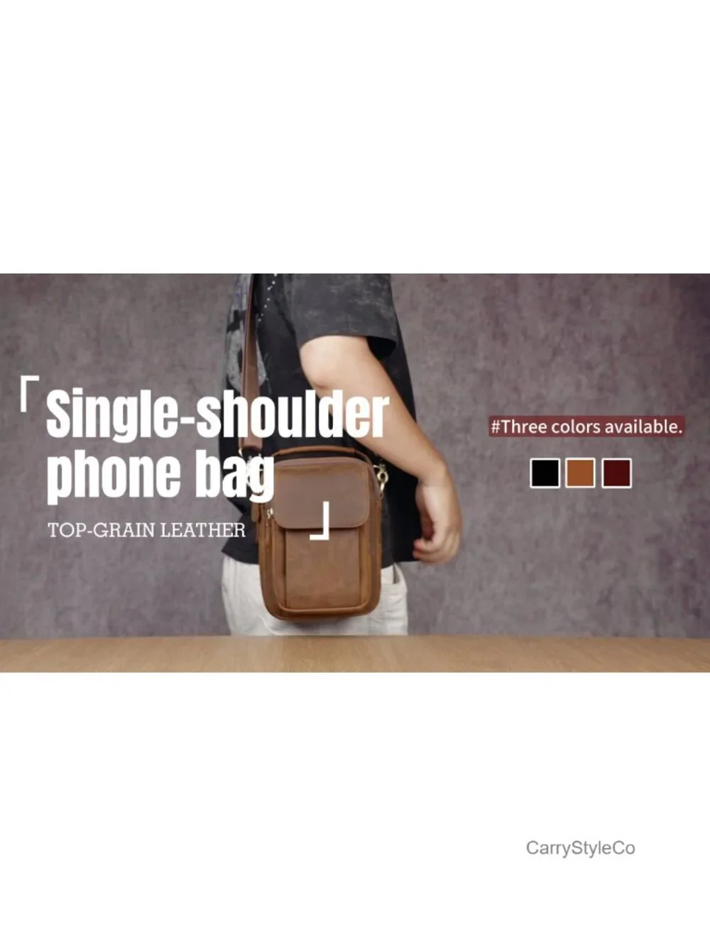Genuine Leather Small Messenger Bag Crossbody Sling with Detachable Strap
